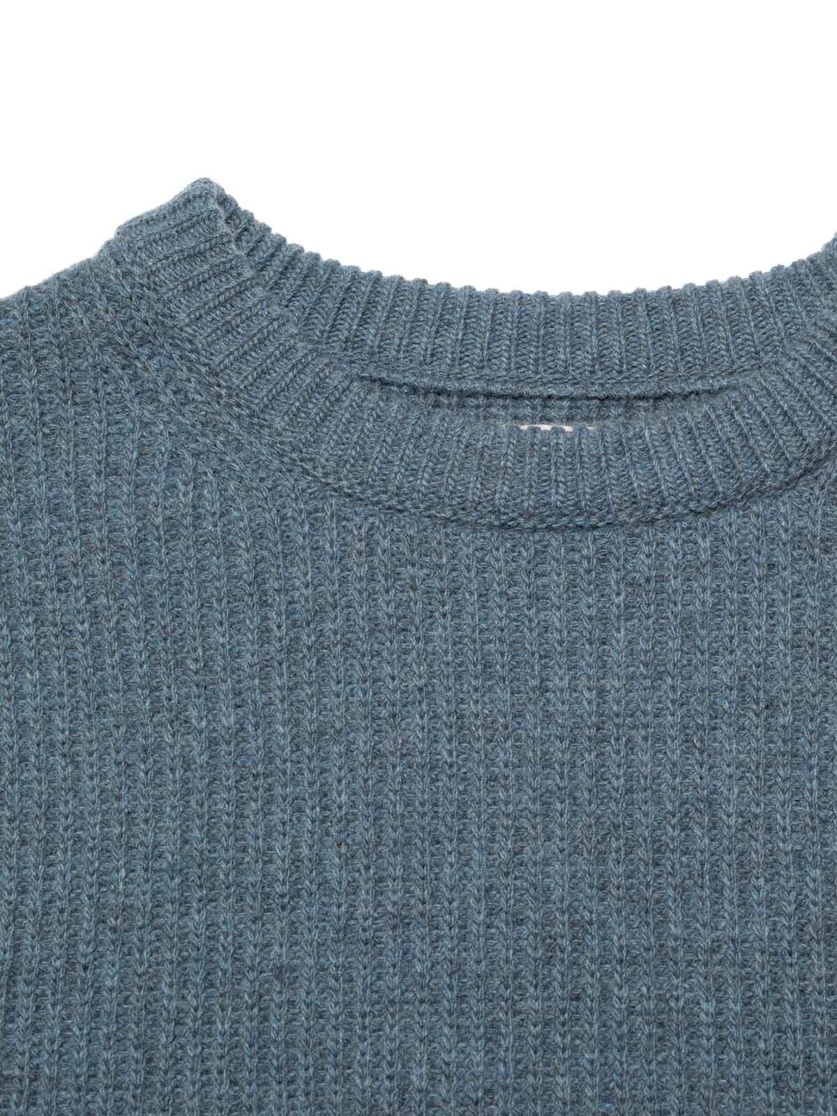 Nudie Jeans Co August Rib Wool Sweater Bluemelange