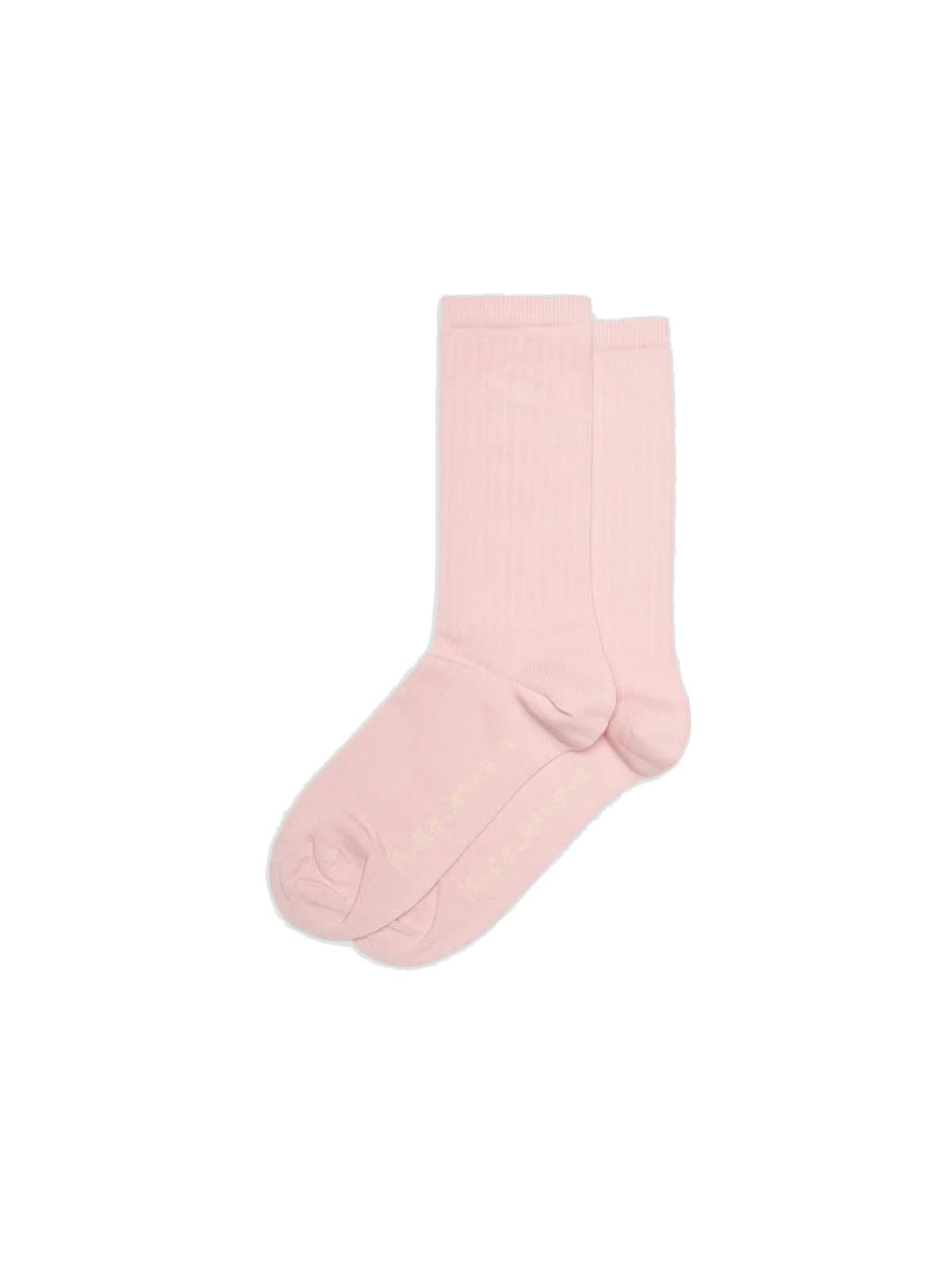 Nudie Jeans Co Women Cotton Ribbed Socks Pink OS