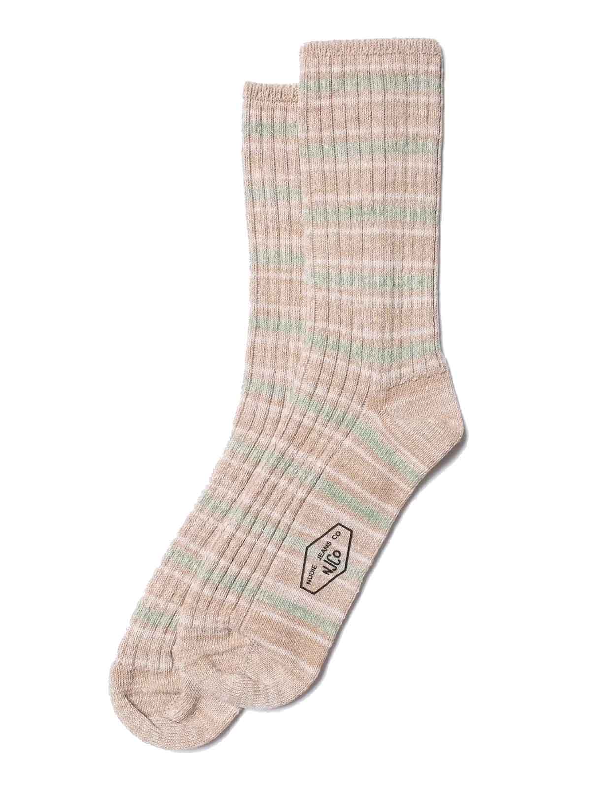 Nudie Jeans Co Chunky Sock Allover Stripe Beigemelange OS