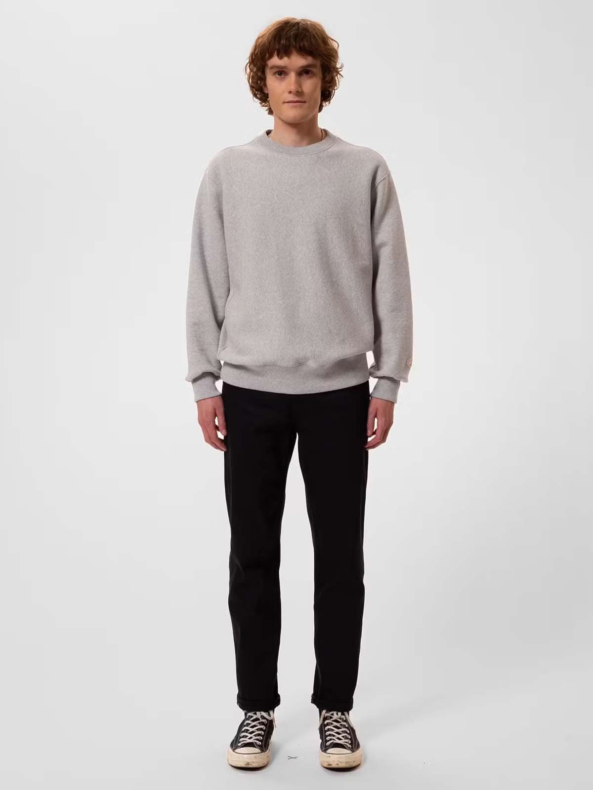 Nudie Jeans Co Hasse Crew Neck Greymelange