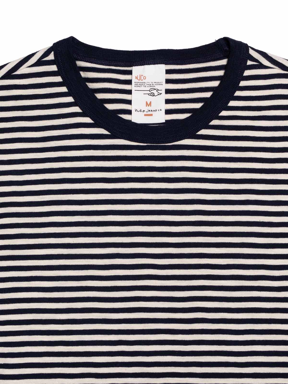 Nudie Jeans Co Roy Slub Stripe T-Shirt Blue Offwhite