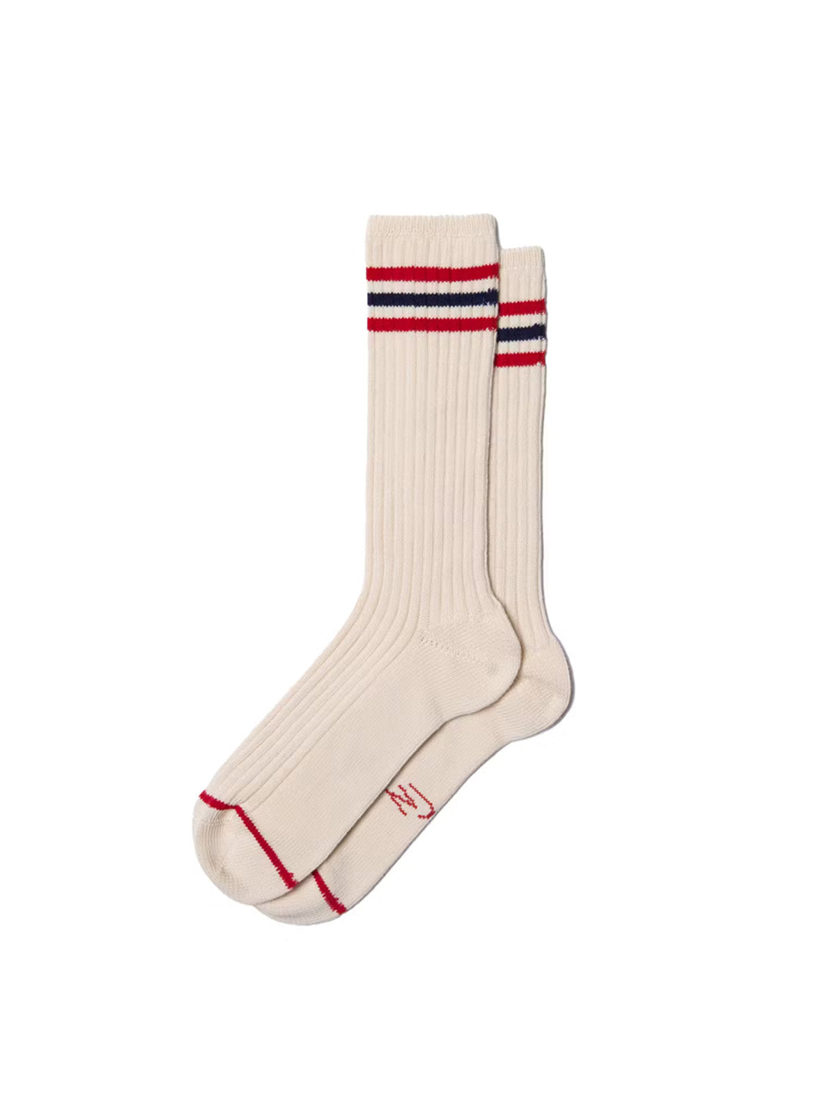 Nudie Jeans Co Mens Tennis Socks Retro Offwhite Red OS