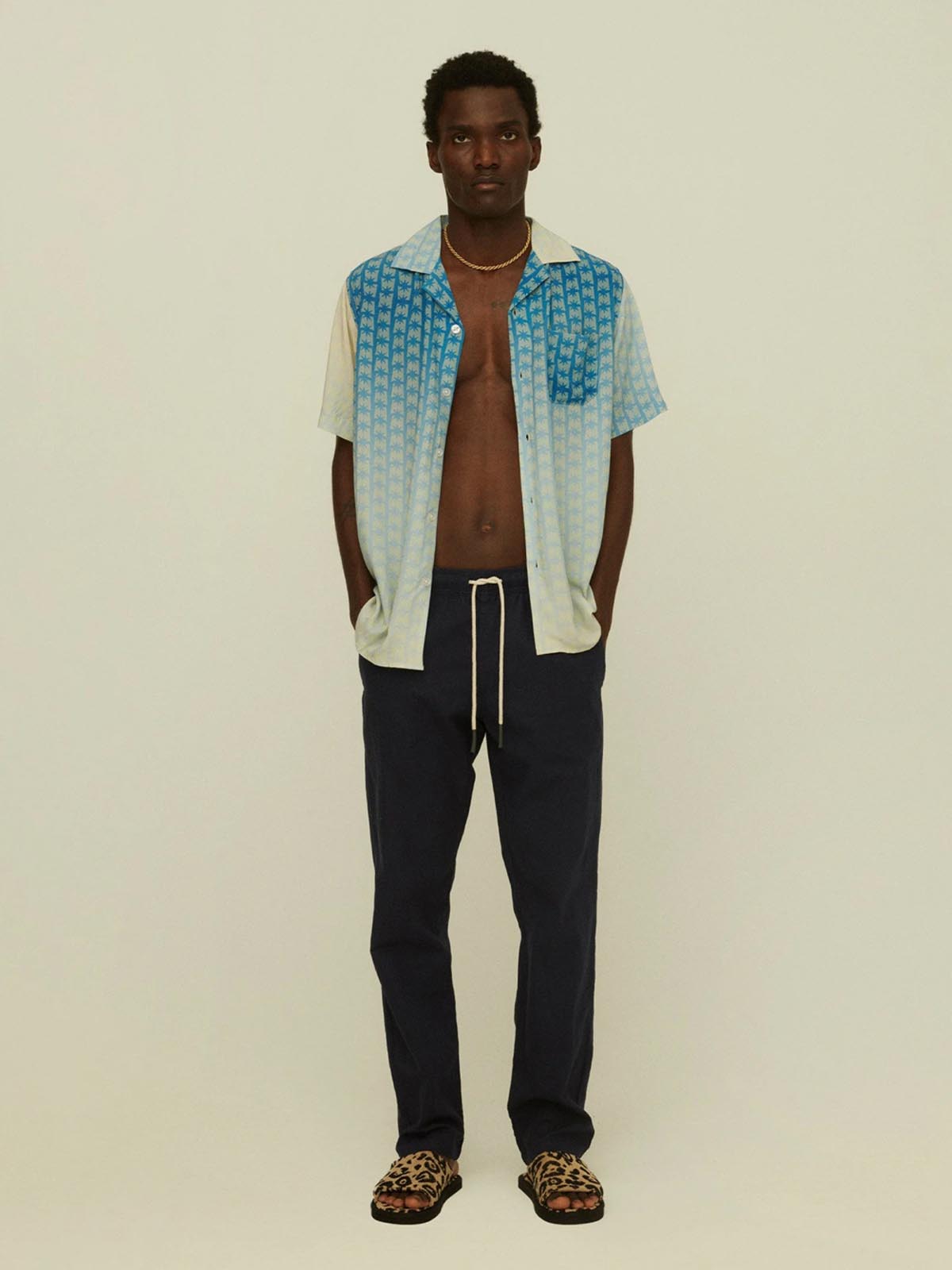 OAS Navy Linen Long Pants