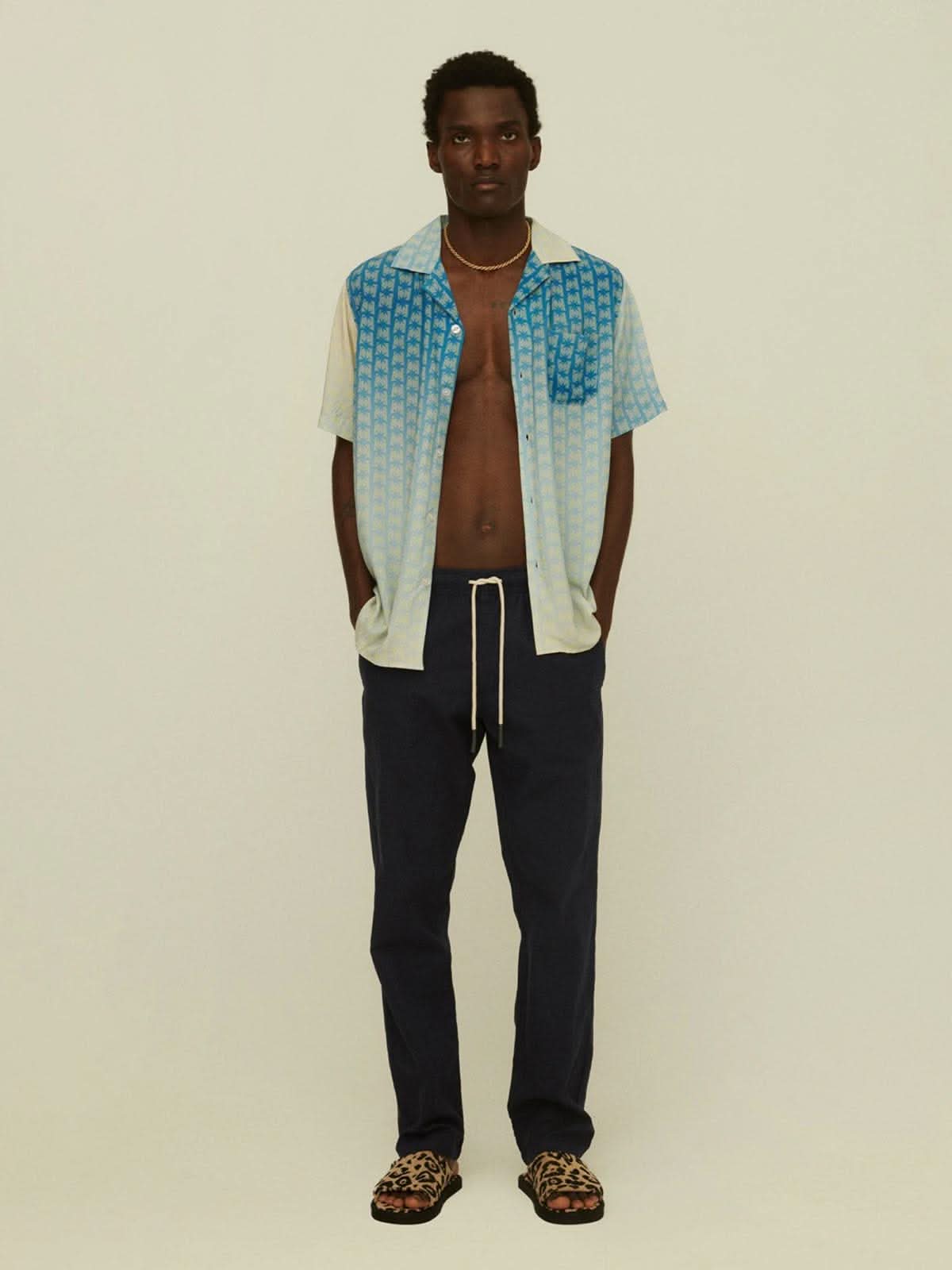 OAS Navy Linen Long Pants