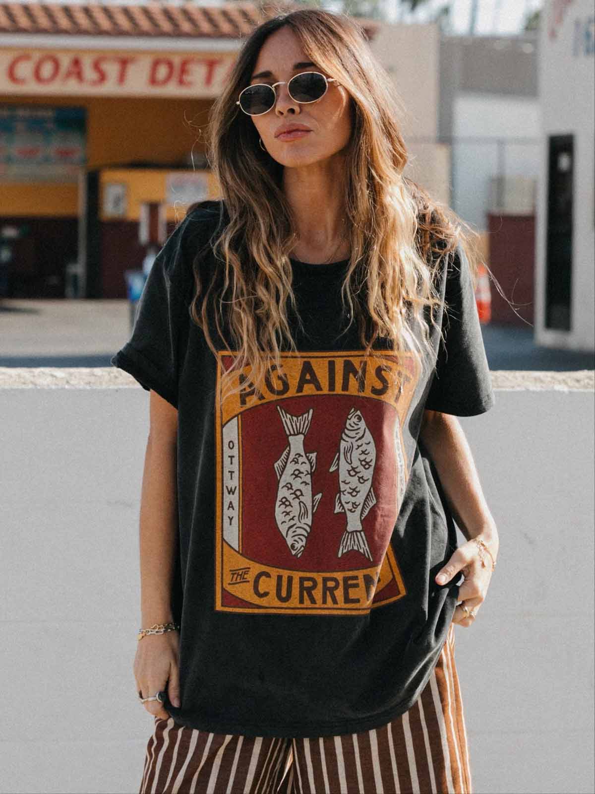 Ottway Against The Current T-Shirt Washed Black