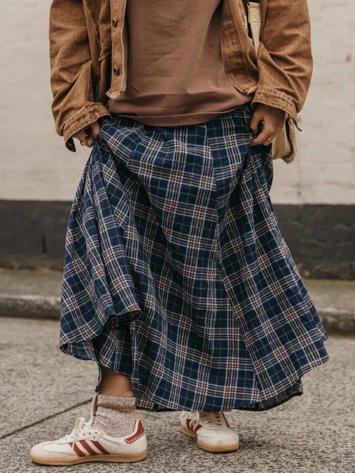 Ottway Keira Plaid Maxi Skirt Dark Blue