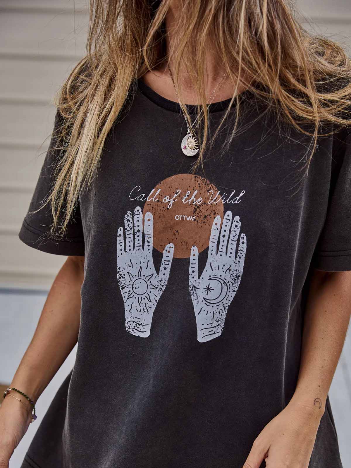 Ottway W's Call of the Wild T-Shirt Washed Charcoal