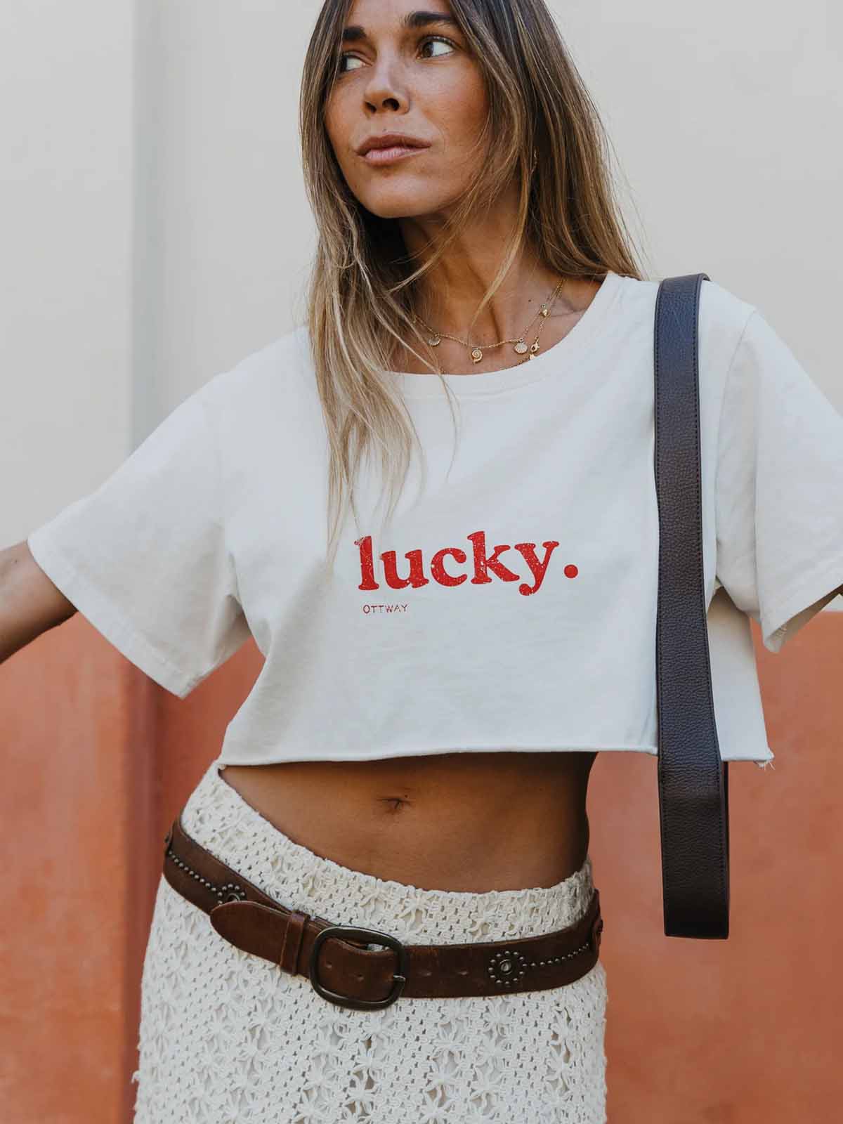 Ottway W's Lucky Cropped T-Shirt Off White
