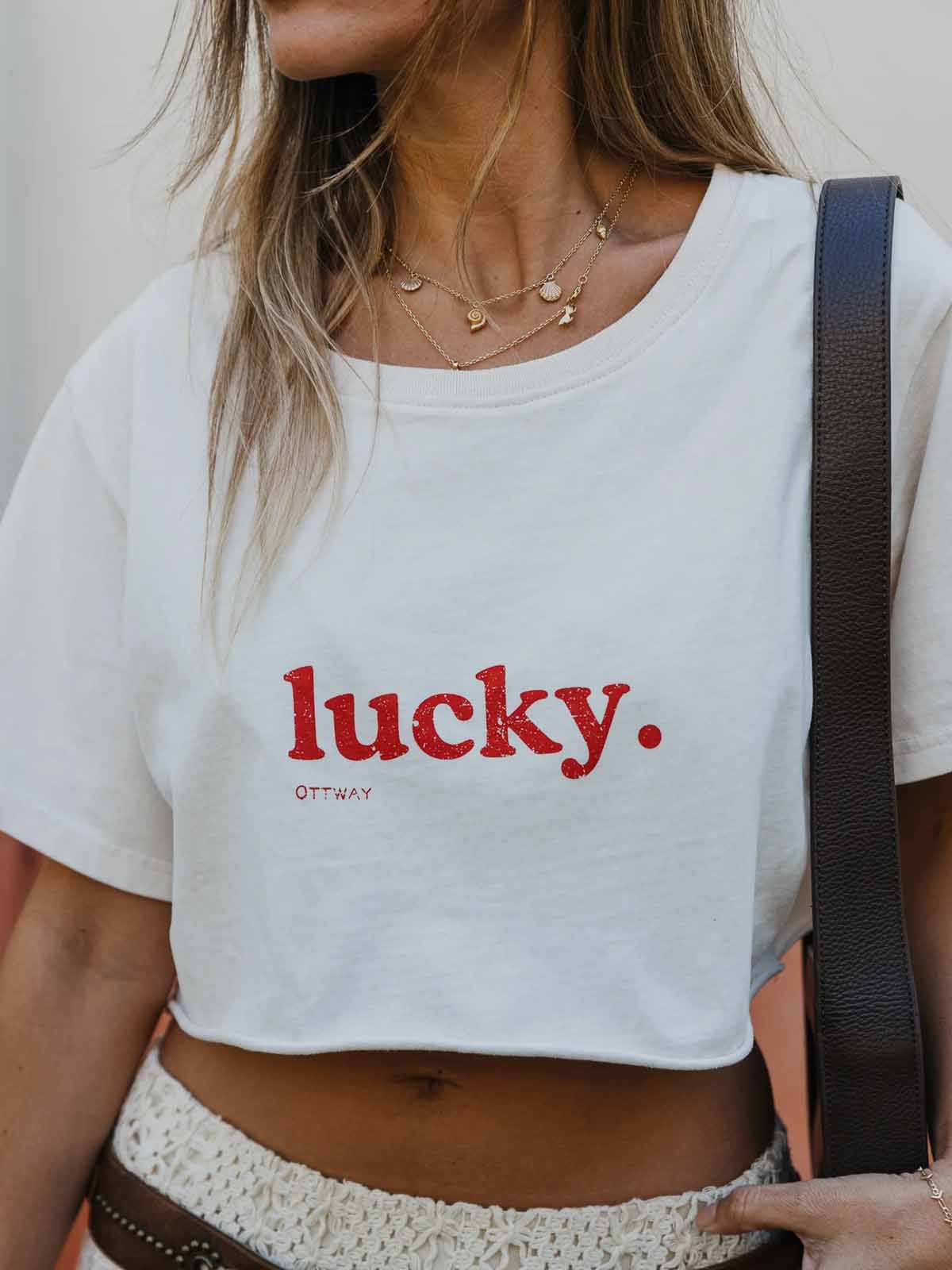Ottway W's Lucky Cropped T-Shirt Off White