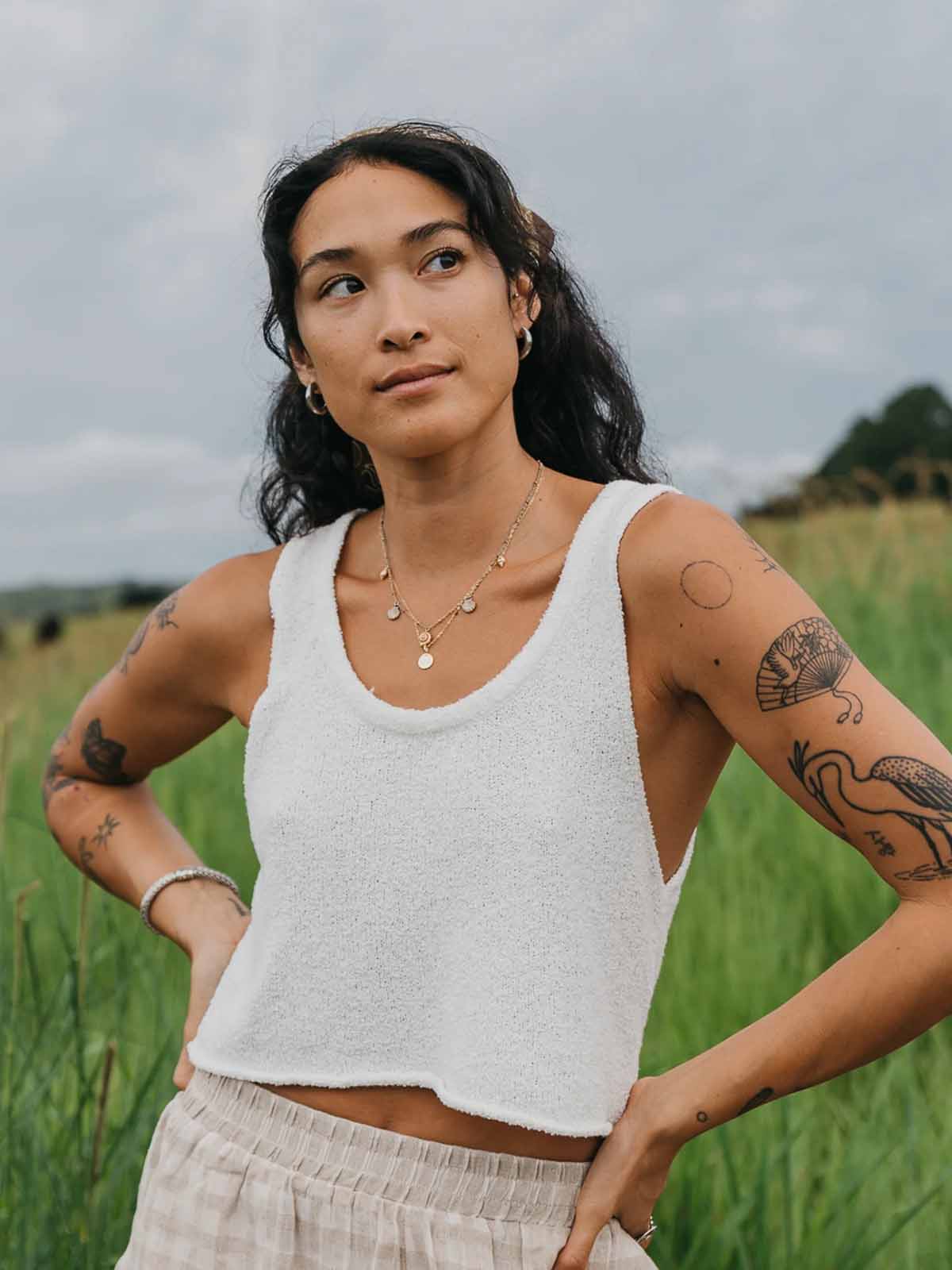 Ottway W's Maya White Textured Rib Knit Tank