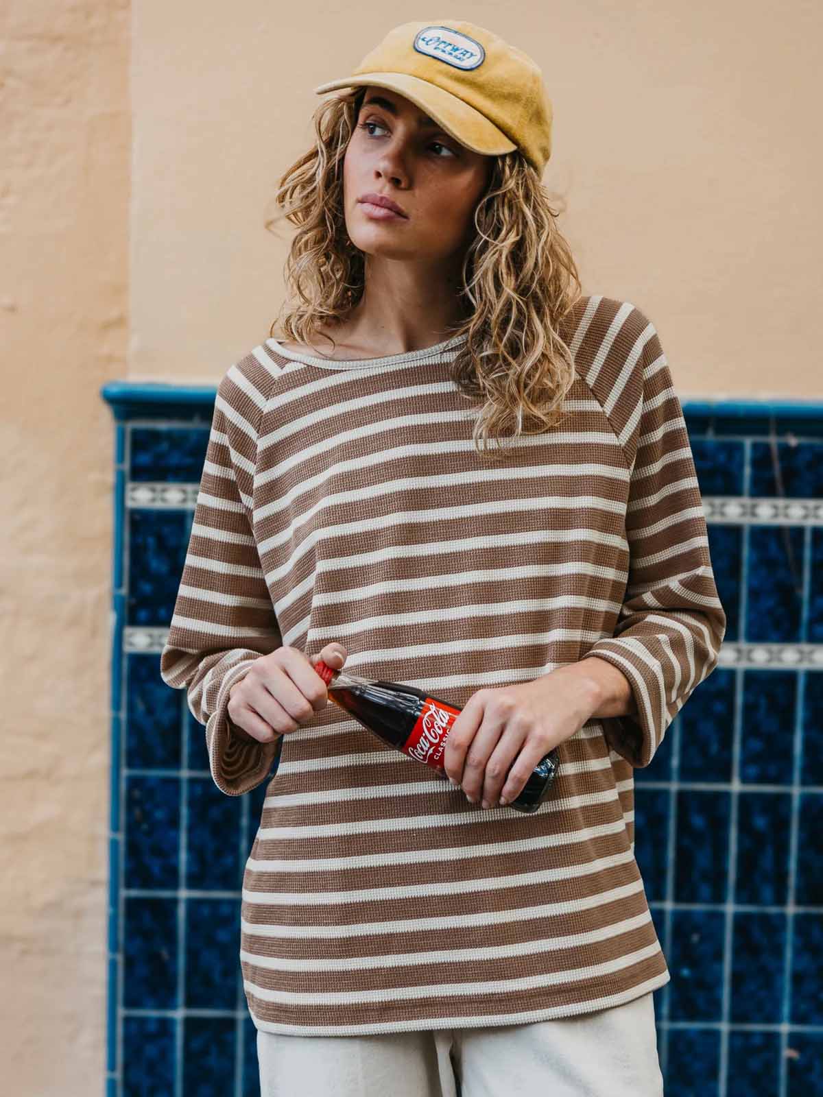 Ottway W's Nolan Striped Long Sleeve Brown Cream