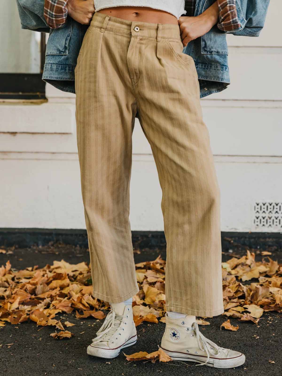 Ottway W's Ben Roy Baggy Pleated Pants Light Brown