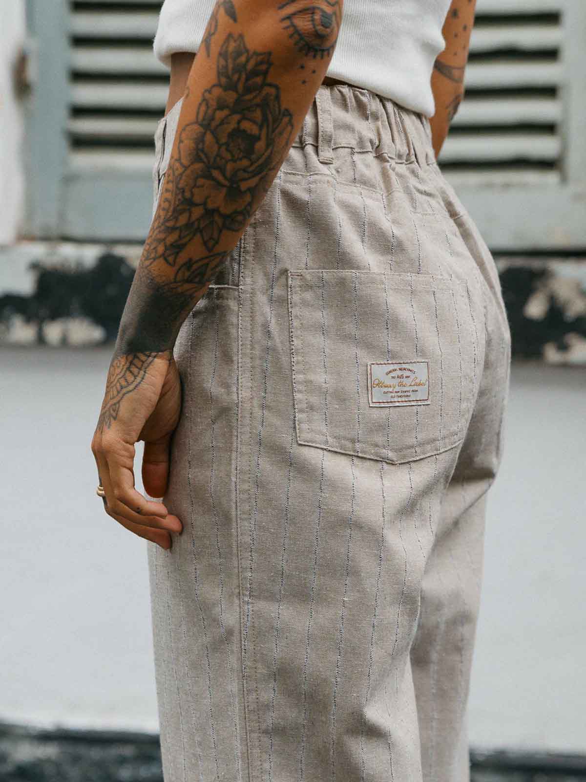 Ottway W's Ziggy Striped Textured Pants Natural