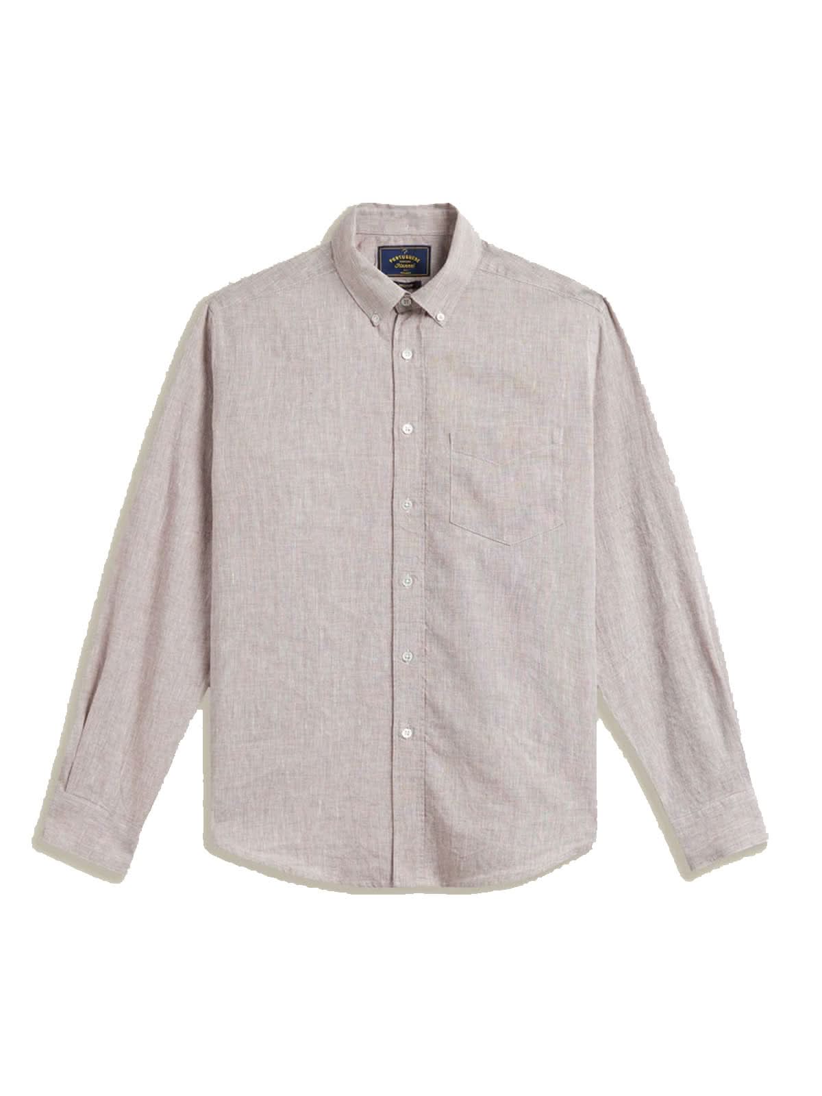 Portuguese Flannel Shirt Granular Linen Bordeaux