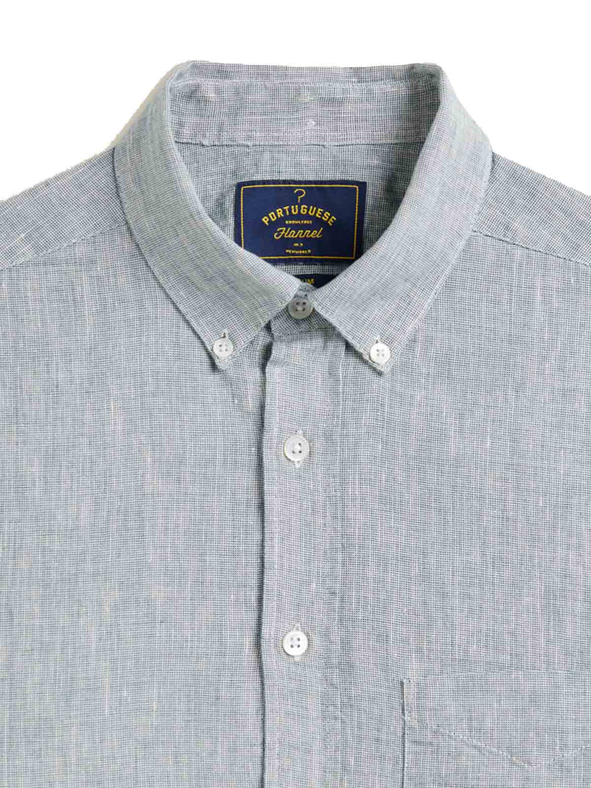 Portuguese Flannel Shirt Granular Linen Green