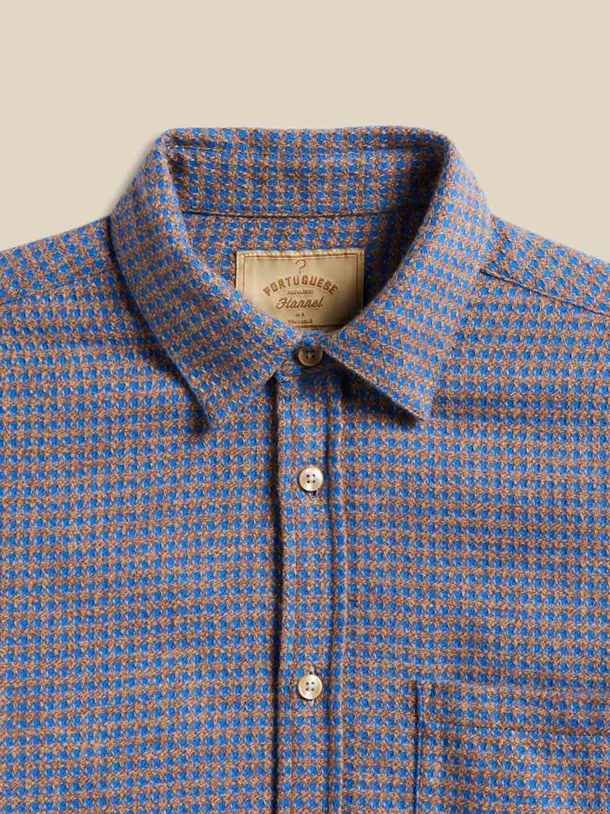 Portuguese Flannel Abstract Pied Poule Shirt Blue