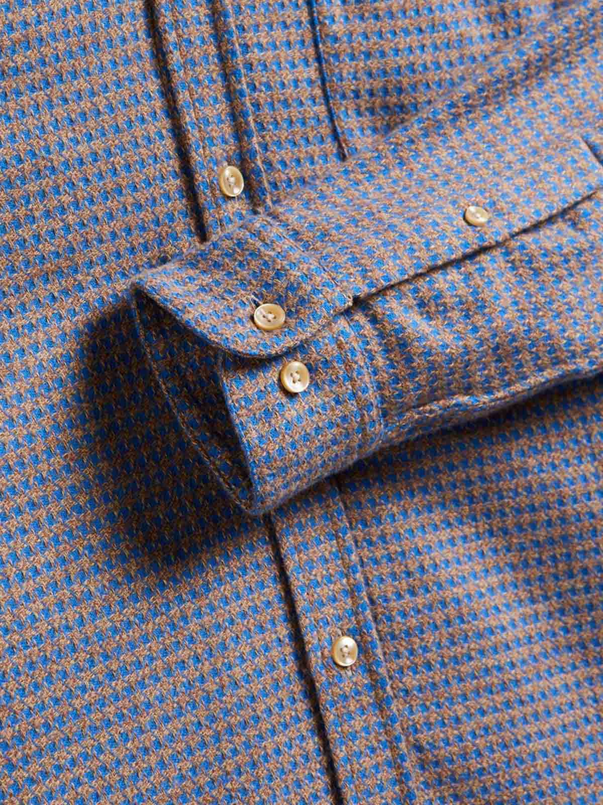 Portuguese Flannel Abstract Pied Poule Shirt Blue