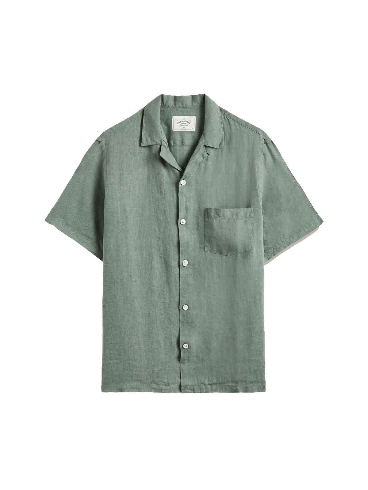 Portuguese Flannel Camp Collar Shirt SS Dry Green