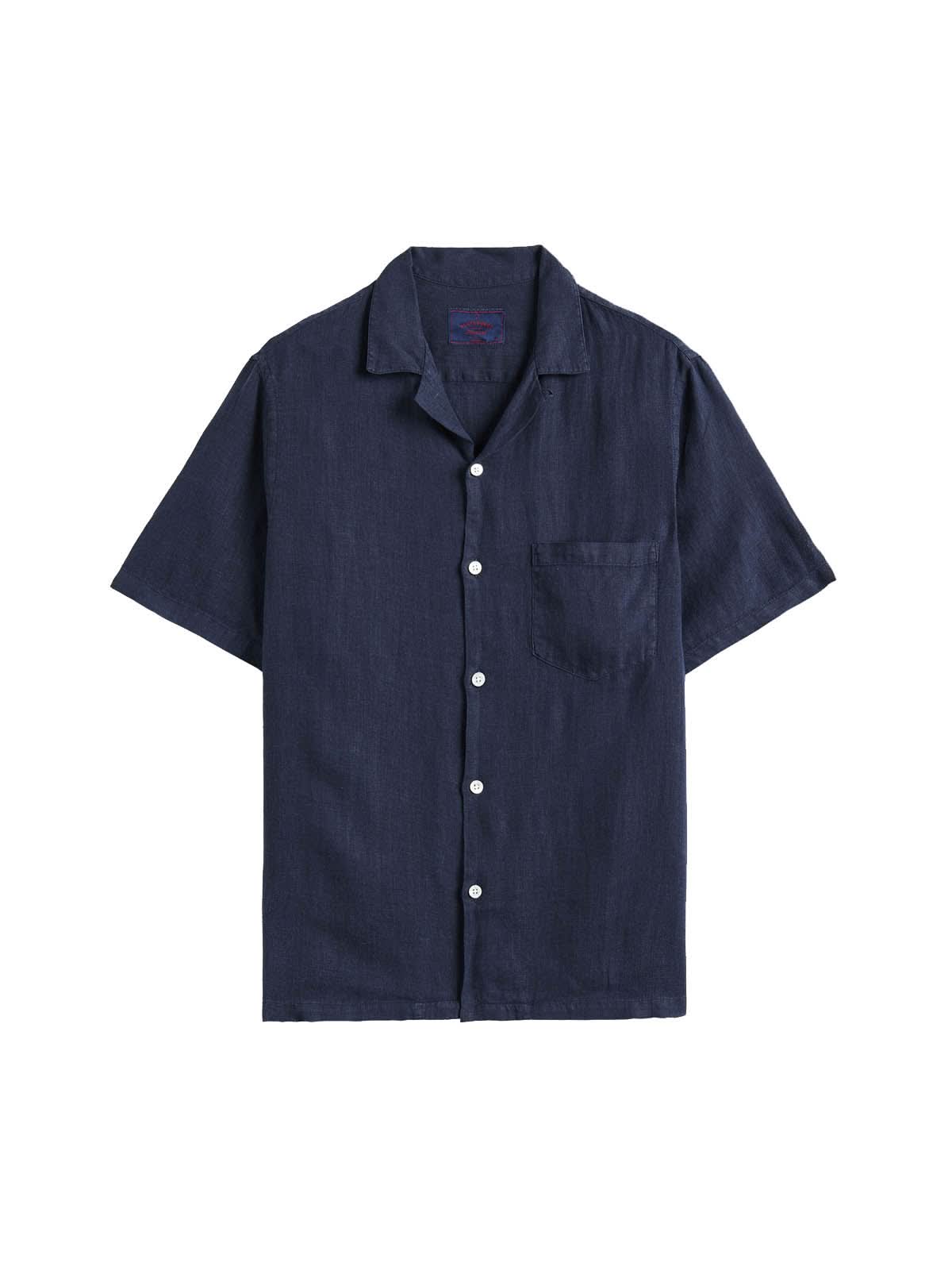 Portuguese Flannel Camp Collar Shirt SS Navy