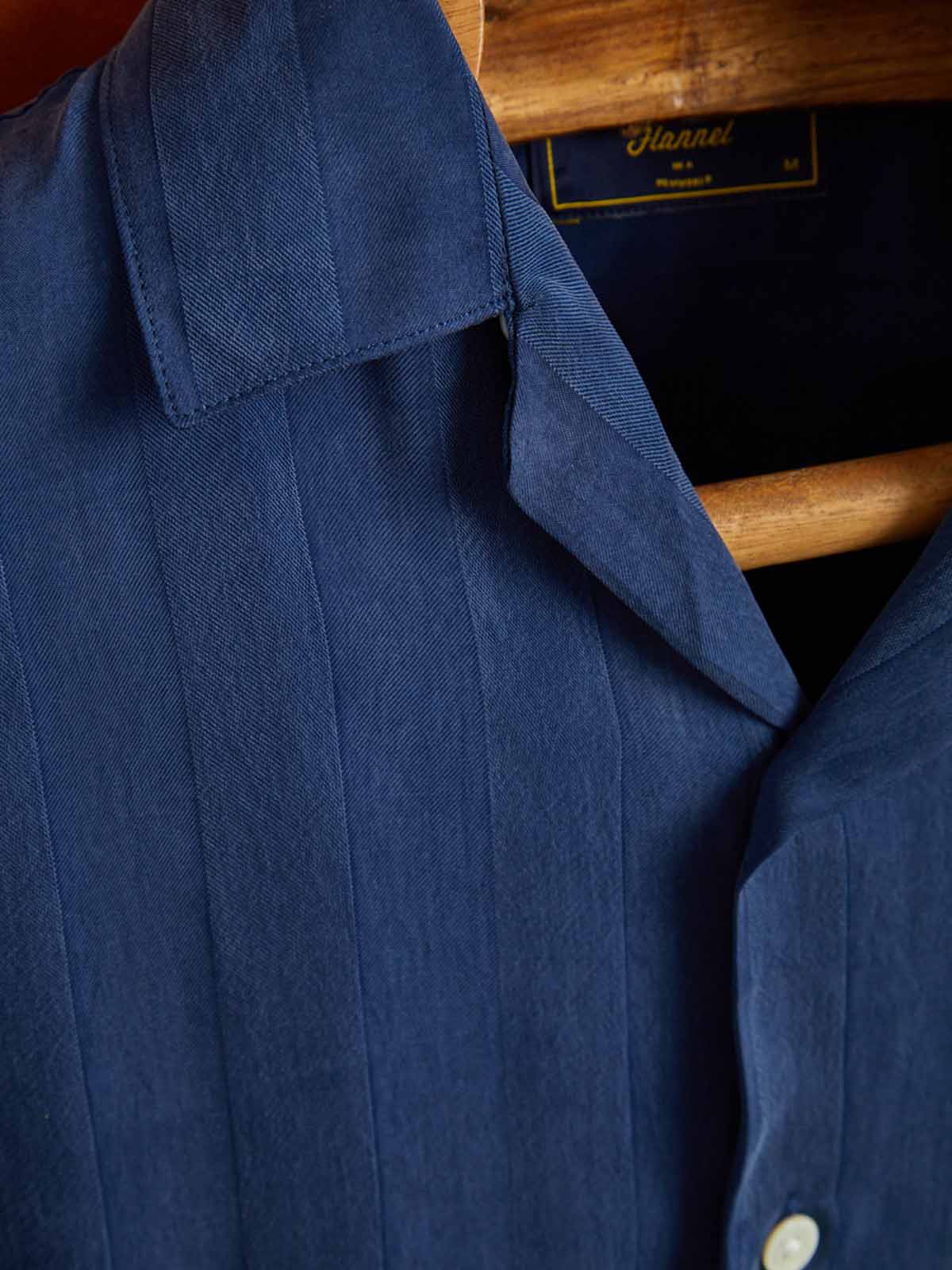 Portuguese Flannel Cupro Stripe SS Shirt Blue