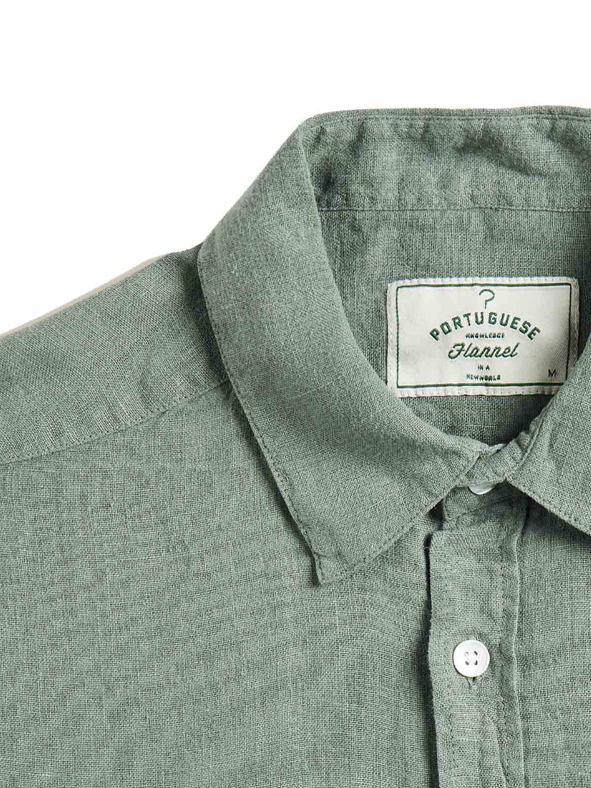 Portuguese Flannel Linen LS Shirt Dry Green