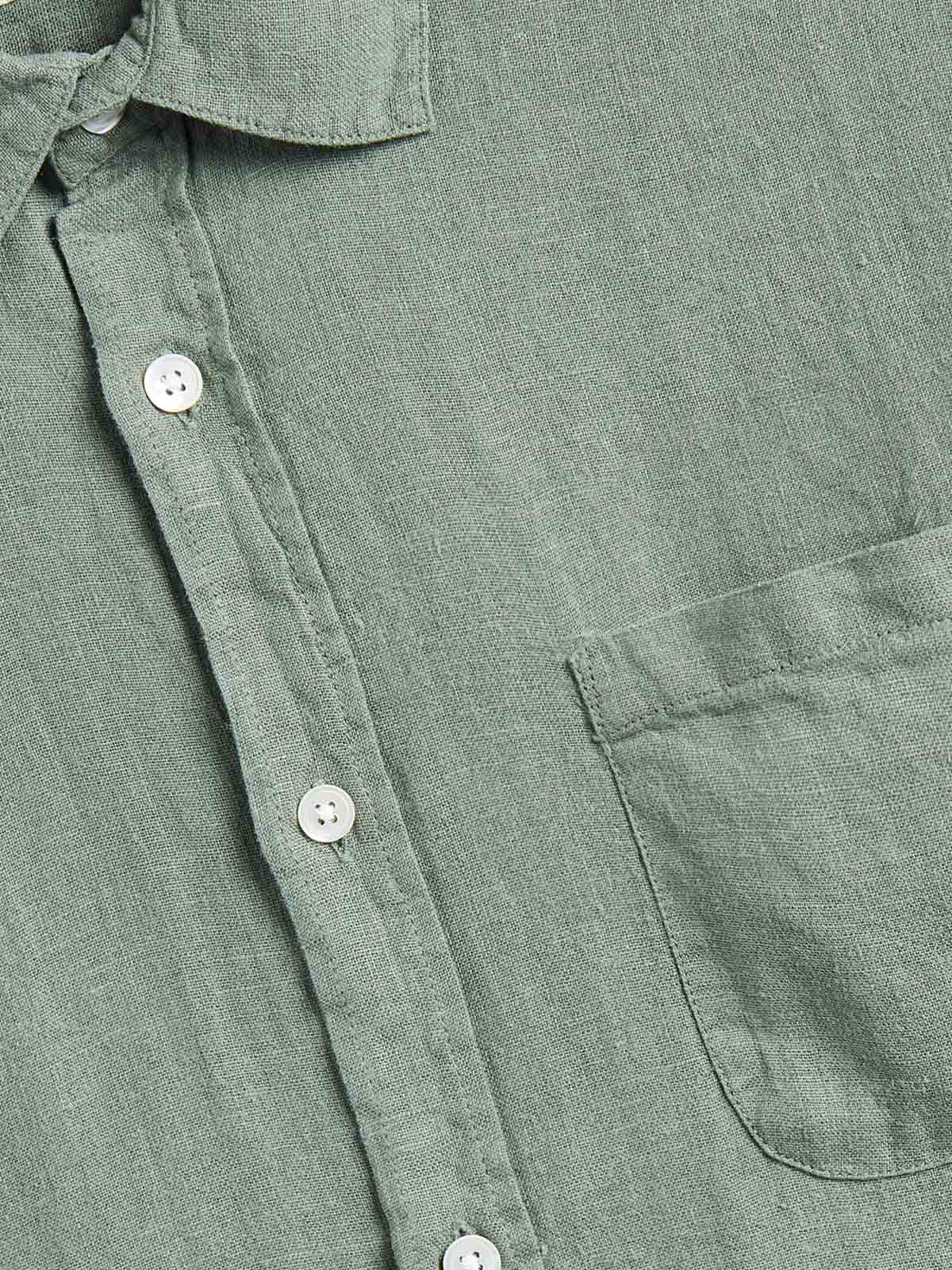 Portuguese Flannel Linen LS Shirt Dry Green
