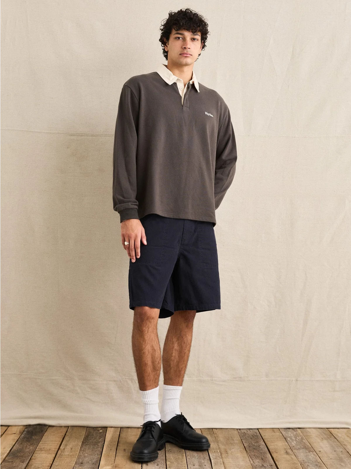 Rhythm Koa Vintage Rugby LS Polo Olive