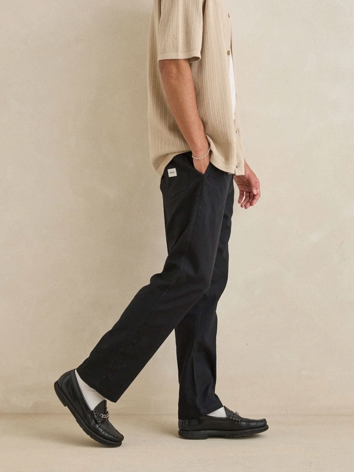 Rhythm Linen Jam Pant Black