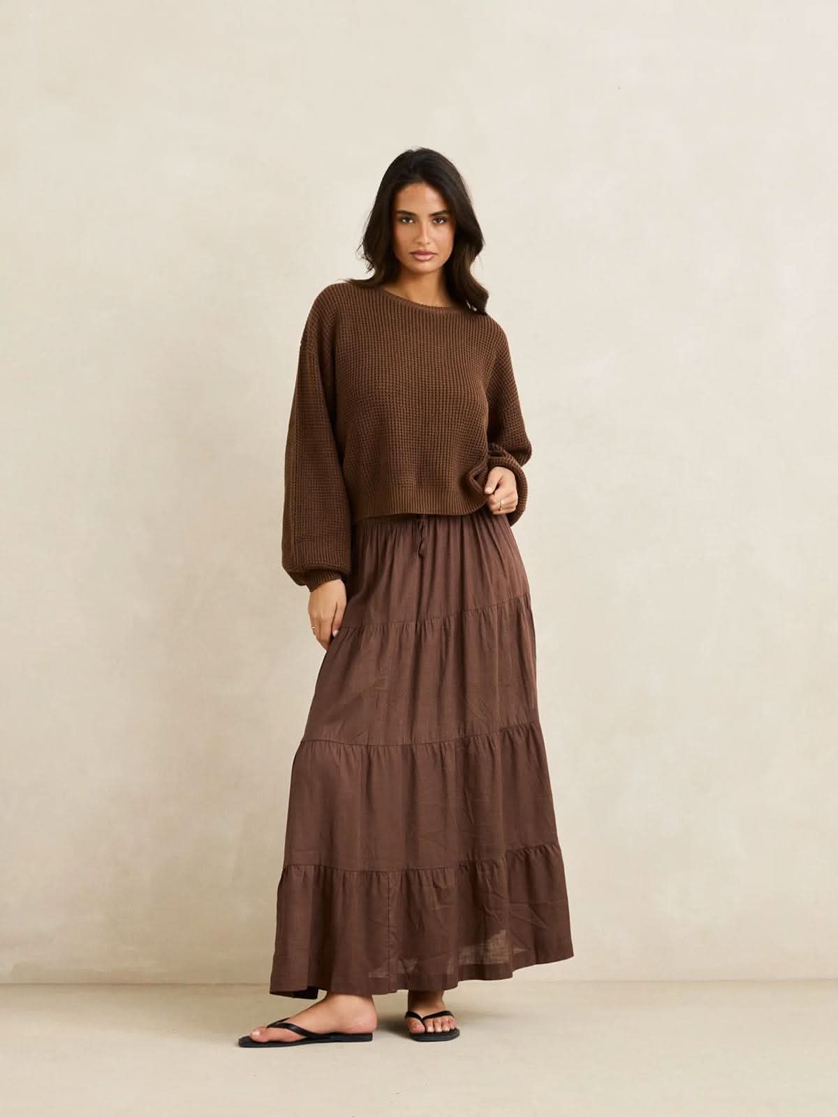 Rhythm Women's Classic Knit Jumper Chocolate