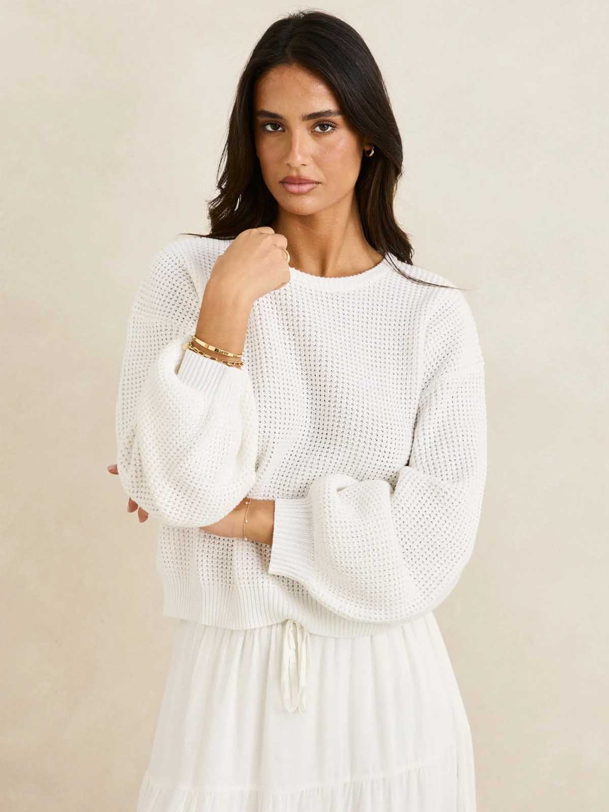 Rhythm Women's Classic Knit Jumper White