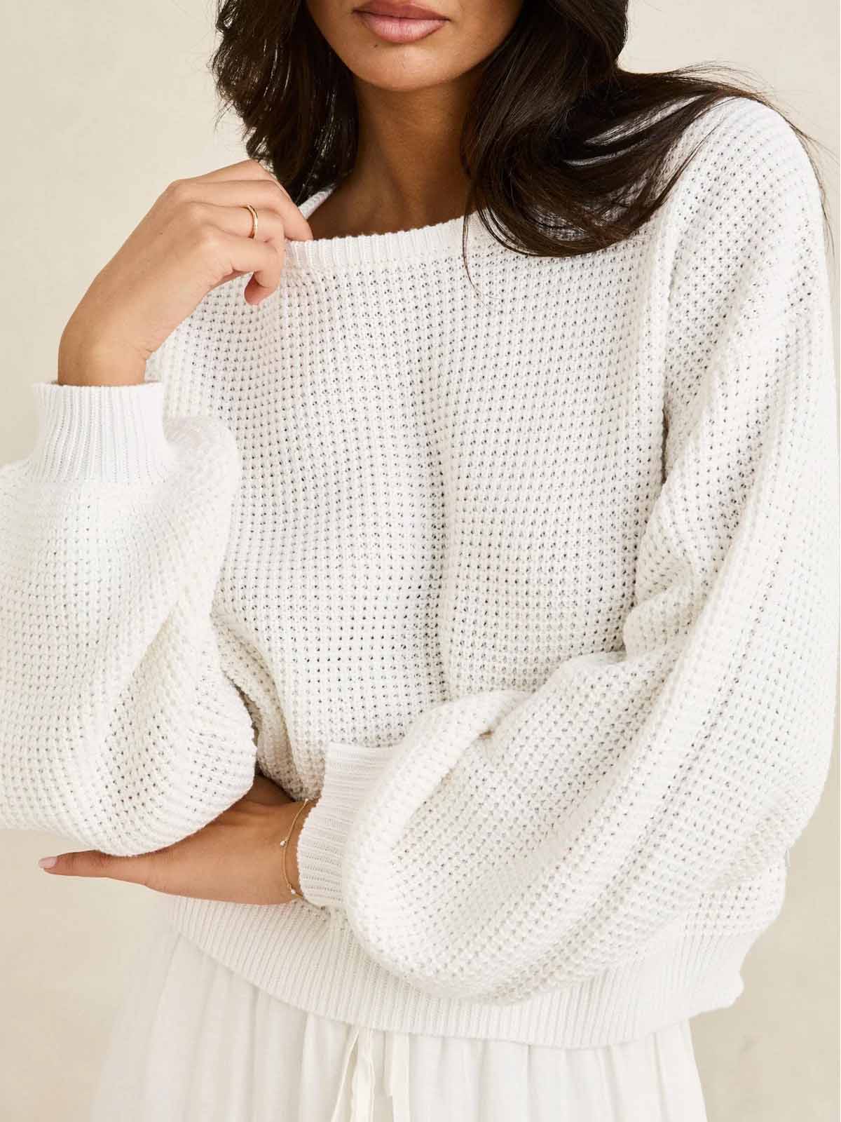 Rhythm Women's Classic Knit Jumper White