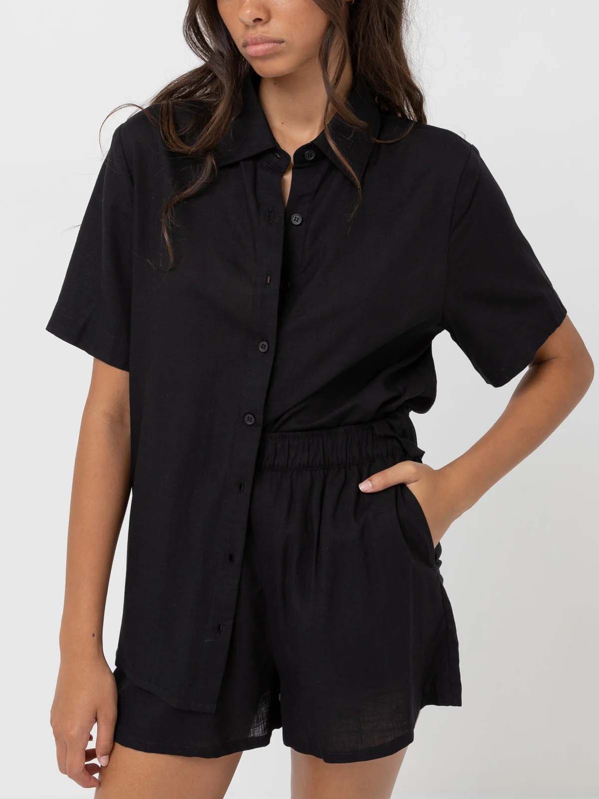 Rhythm Women's Classic Lounge Shirt Black