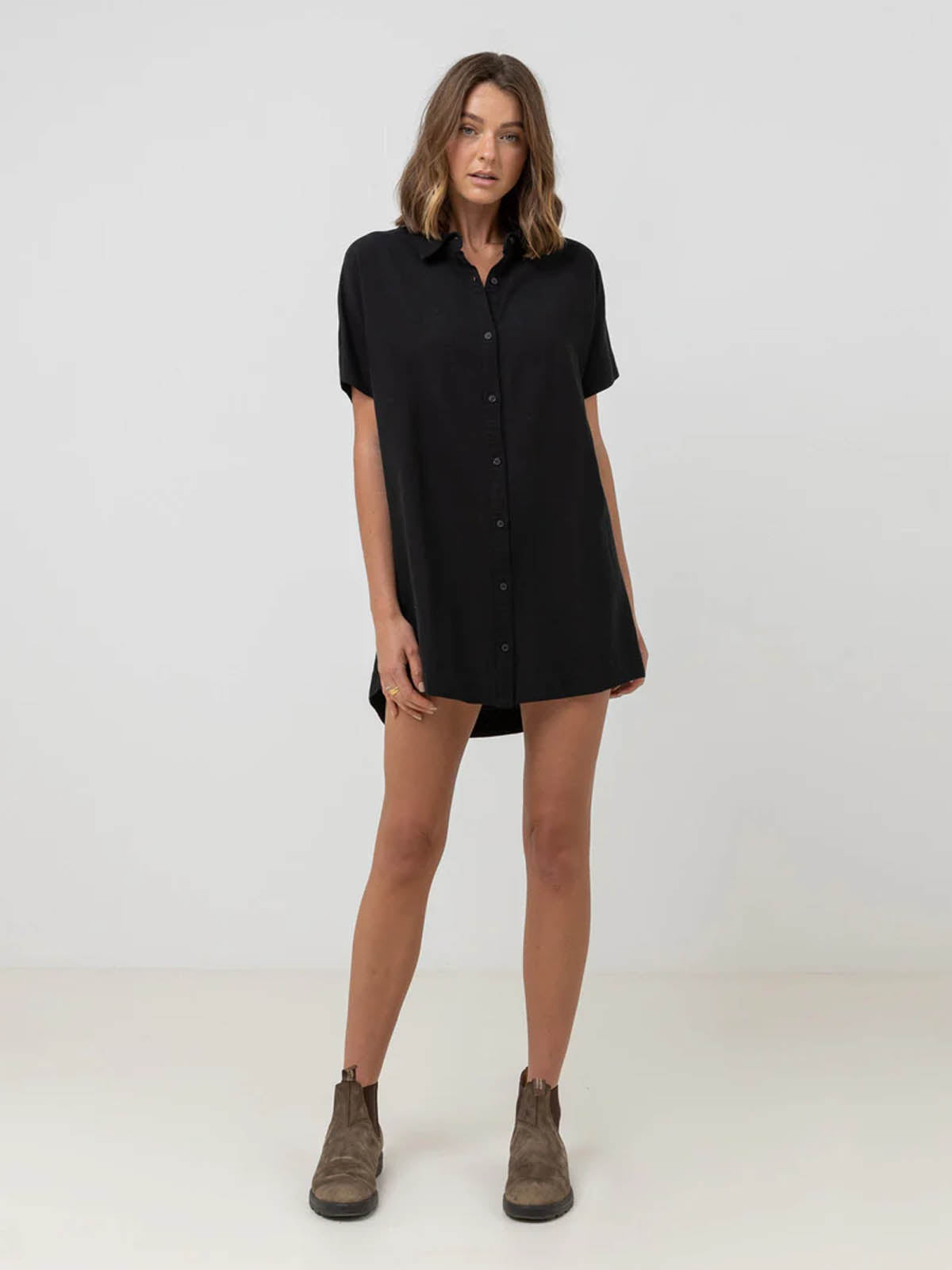 Rhythm Women's Classic Shirt Dress Overswim Black