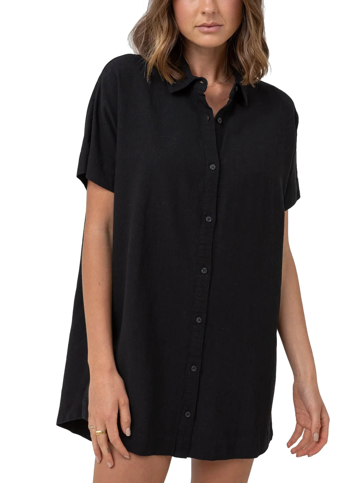 Rhythm Women's Classic Shirt Dress Overswim Black