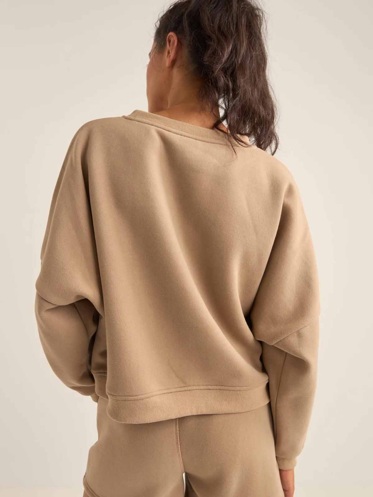 Rhythm Women's Logo Crew Neck Fleece Taupe