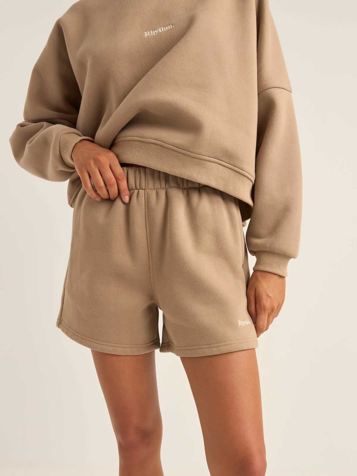 Rhythm Women's Logo Fleece Short Taupe
