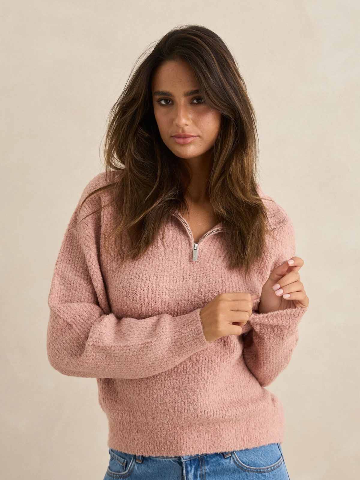 Rhythm Women's Quinn Zip Knit Pink