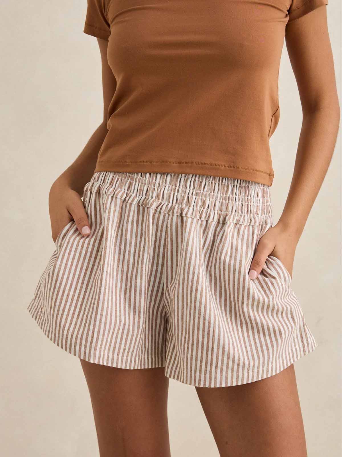 Rhythm Women's Valley Stripe Short Tan