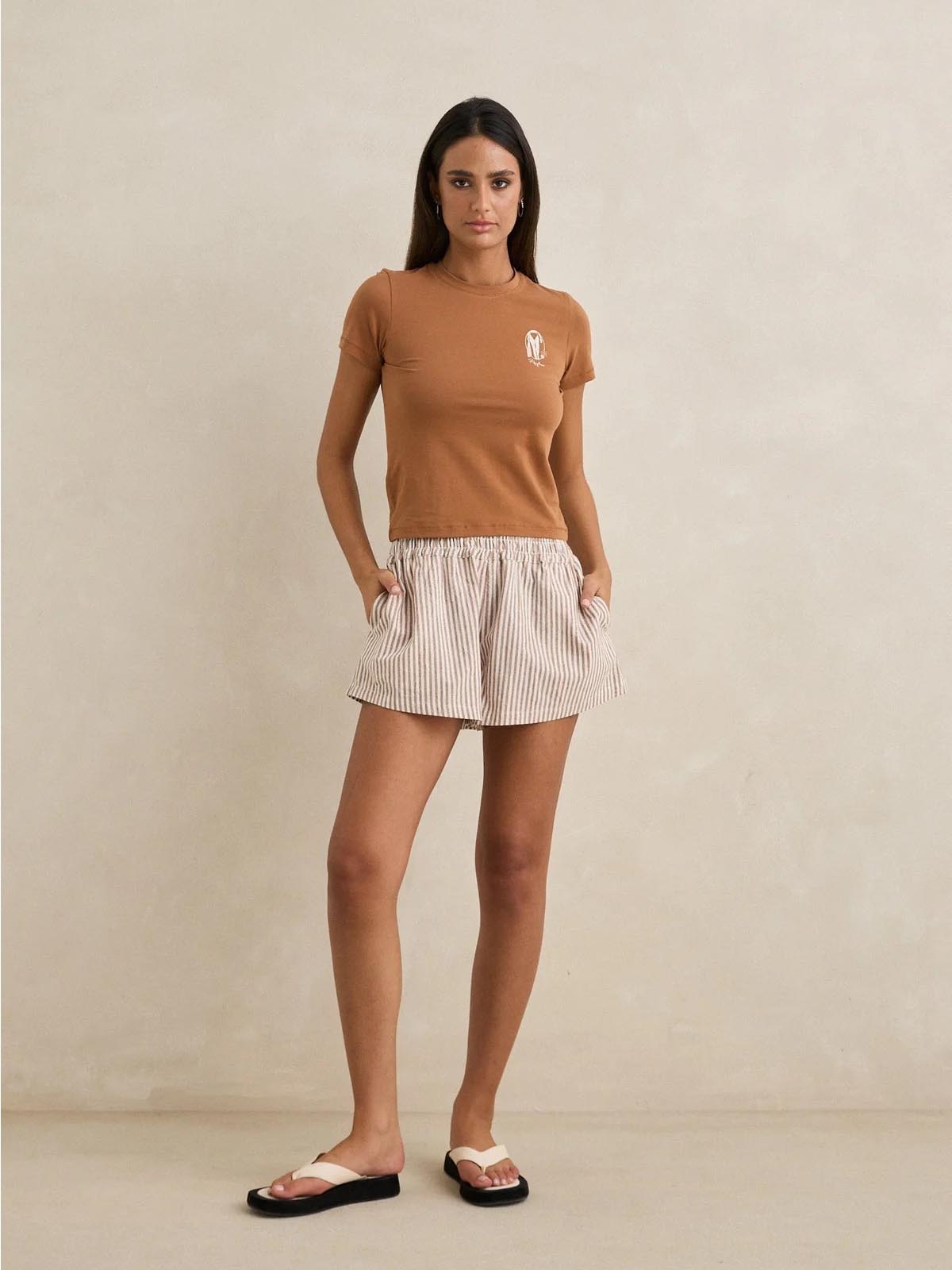 Rhythm Women's Valley Stripe Short Tan