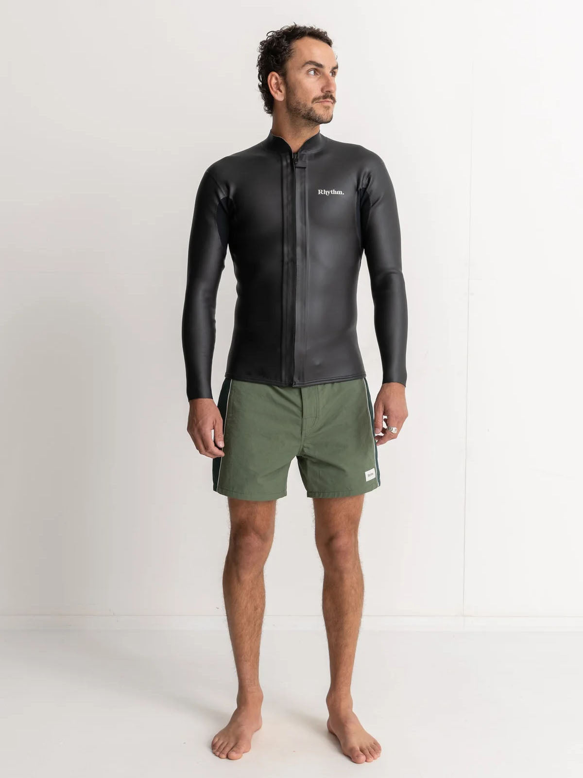 Rhythm Classic Retro Front Zip Wetsuit Jacket Black