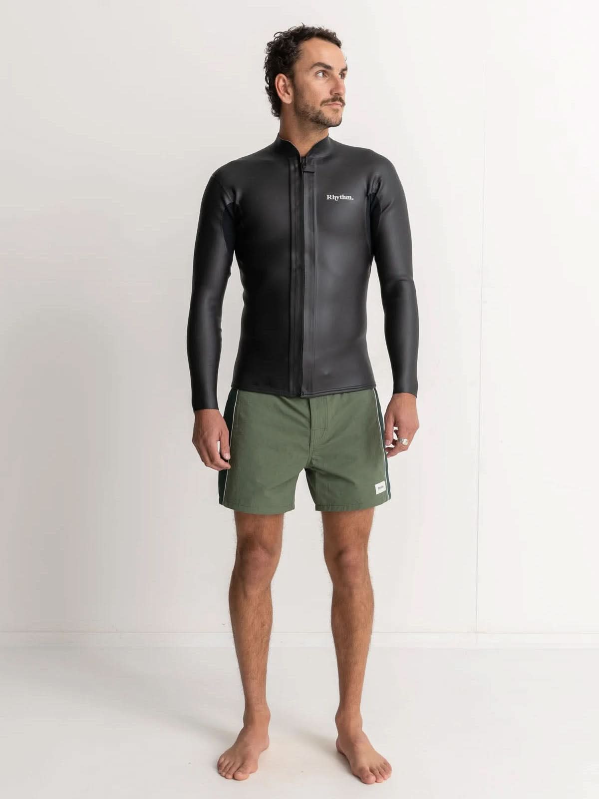Rhythm Classic Retro Front Zip Wetsuit Jacket Black