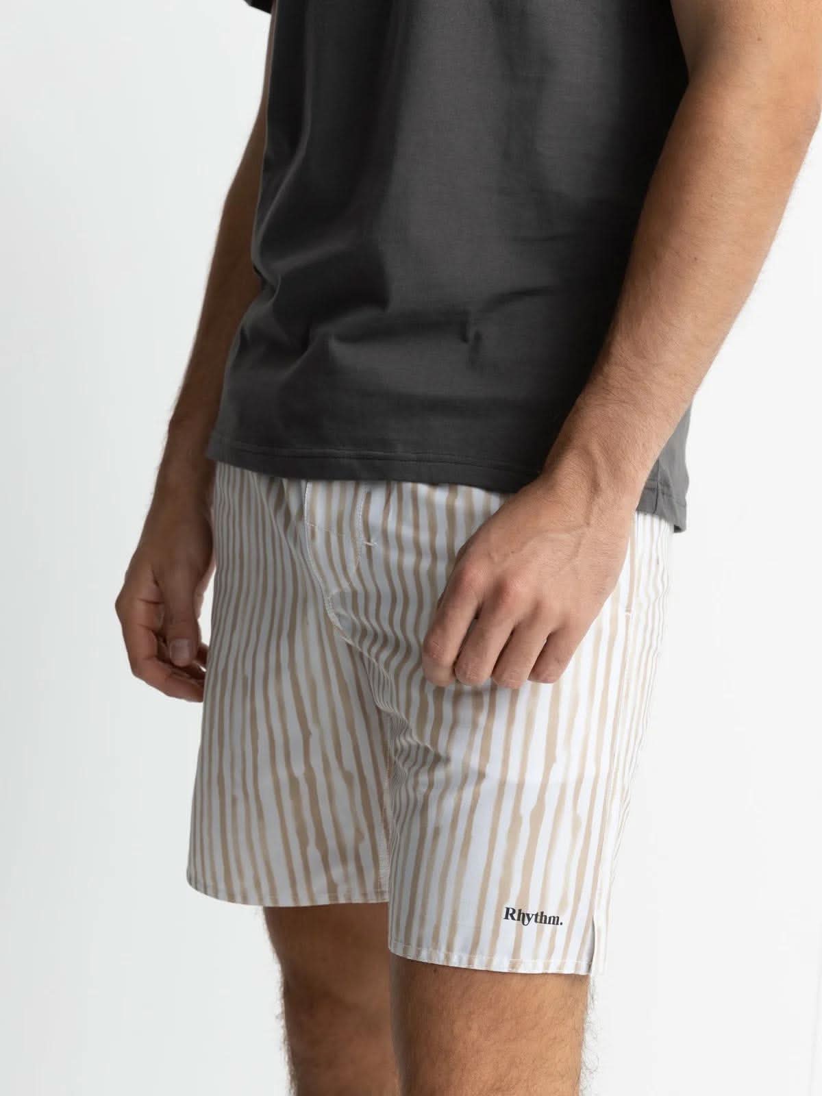 Rhythm Striped Beach Short Camel
