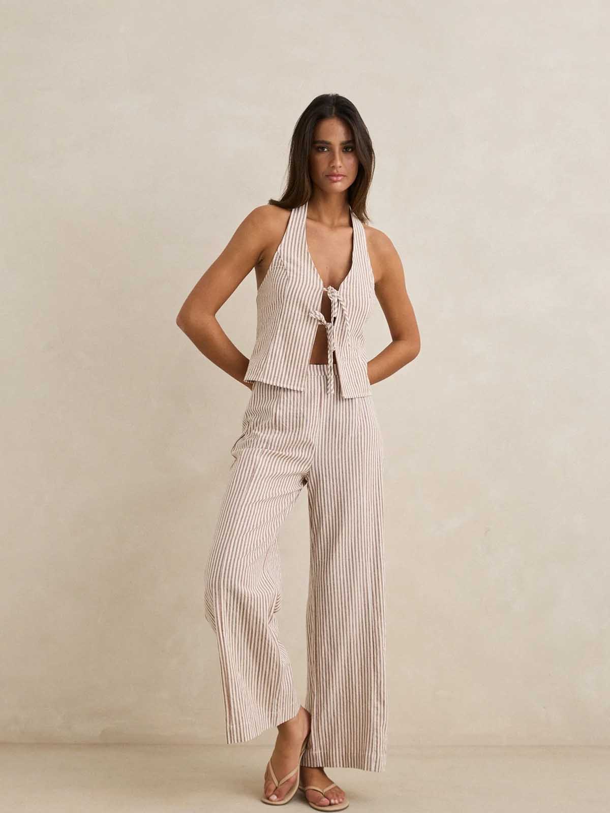 Rhythm Women's Louise Wide Leg Pant Tan