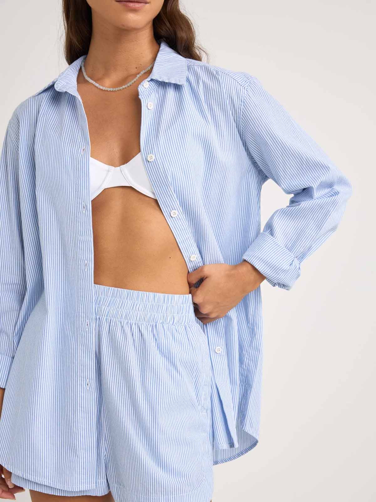 Rhythm Women's Zephyr Stripe Shirt Blue