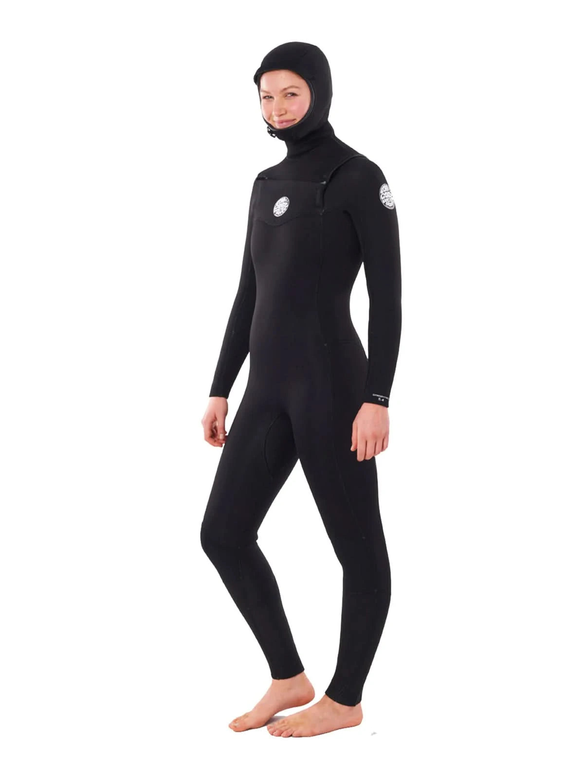 Rip Curl Womens Wetsuit Dawn Patrol Hooded 5-4 GB Chest Zip Black E5