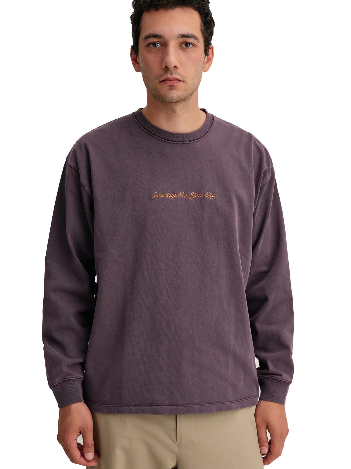 Saturdays NYC Heavy Weight Pigment LS Tee Purple