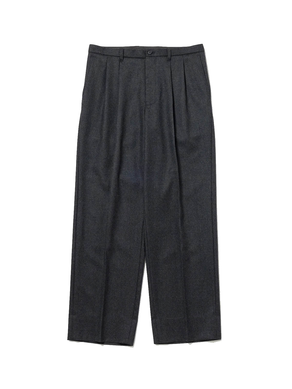 Saturdays NYC Wool Saxony 2Tuck Slacks Charcoal