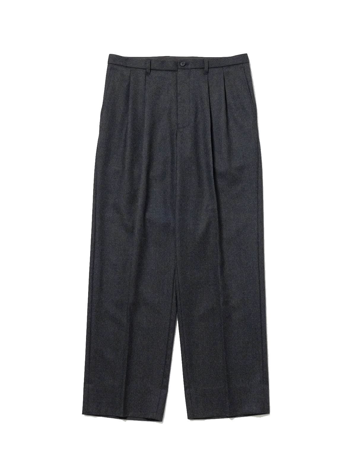 Saturdays NYC Wool Saxony 2Tuck Slacks Charcoal