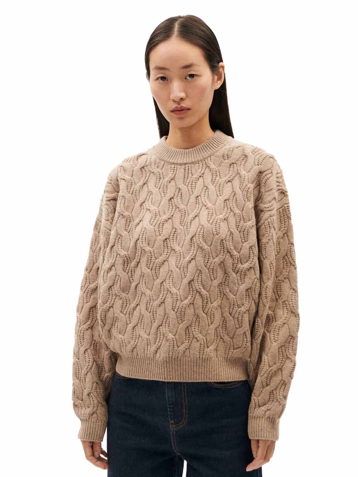 Thinking Mu Carmen Knitted Sweater Beige