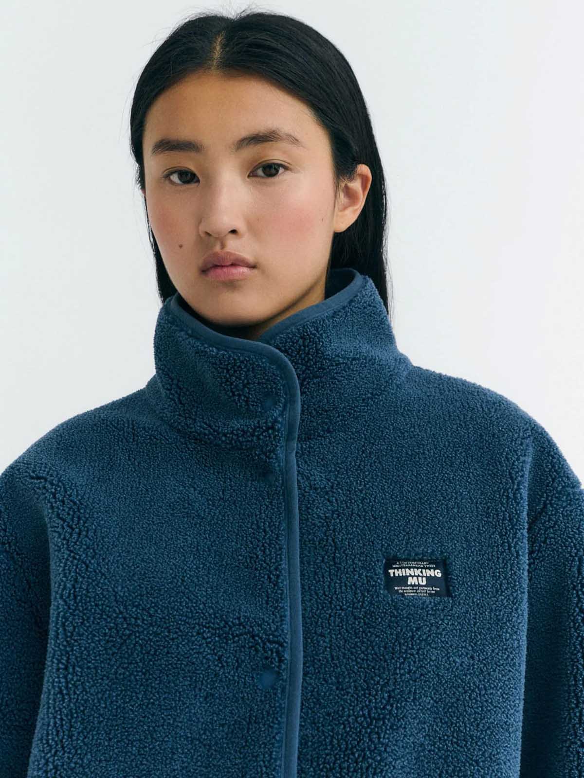 Thinking Mu Fuzz Kourtney Jacket Blue